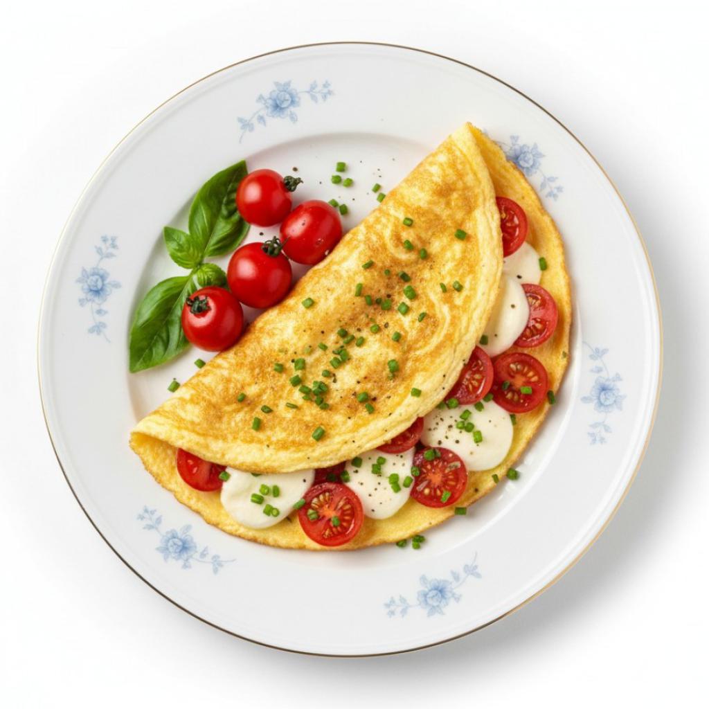 Mozzarella va gilos pomidorli omlet